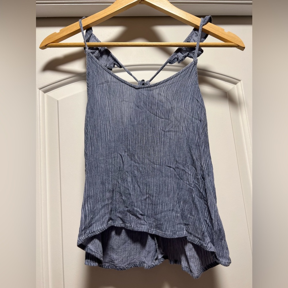 Lulus Still in Love Blue Striped Tank Top S